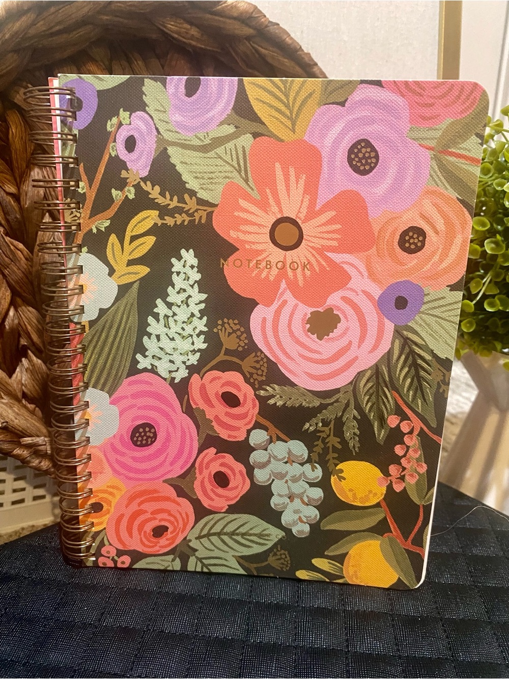 Rifle Paper Co. Floral Spiral Notebook — Pink, Coral & Yellow Blooms